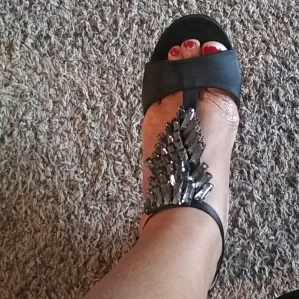 Black Peep Toe Strapped Heel 12W